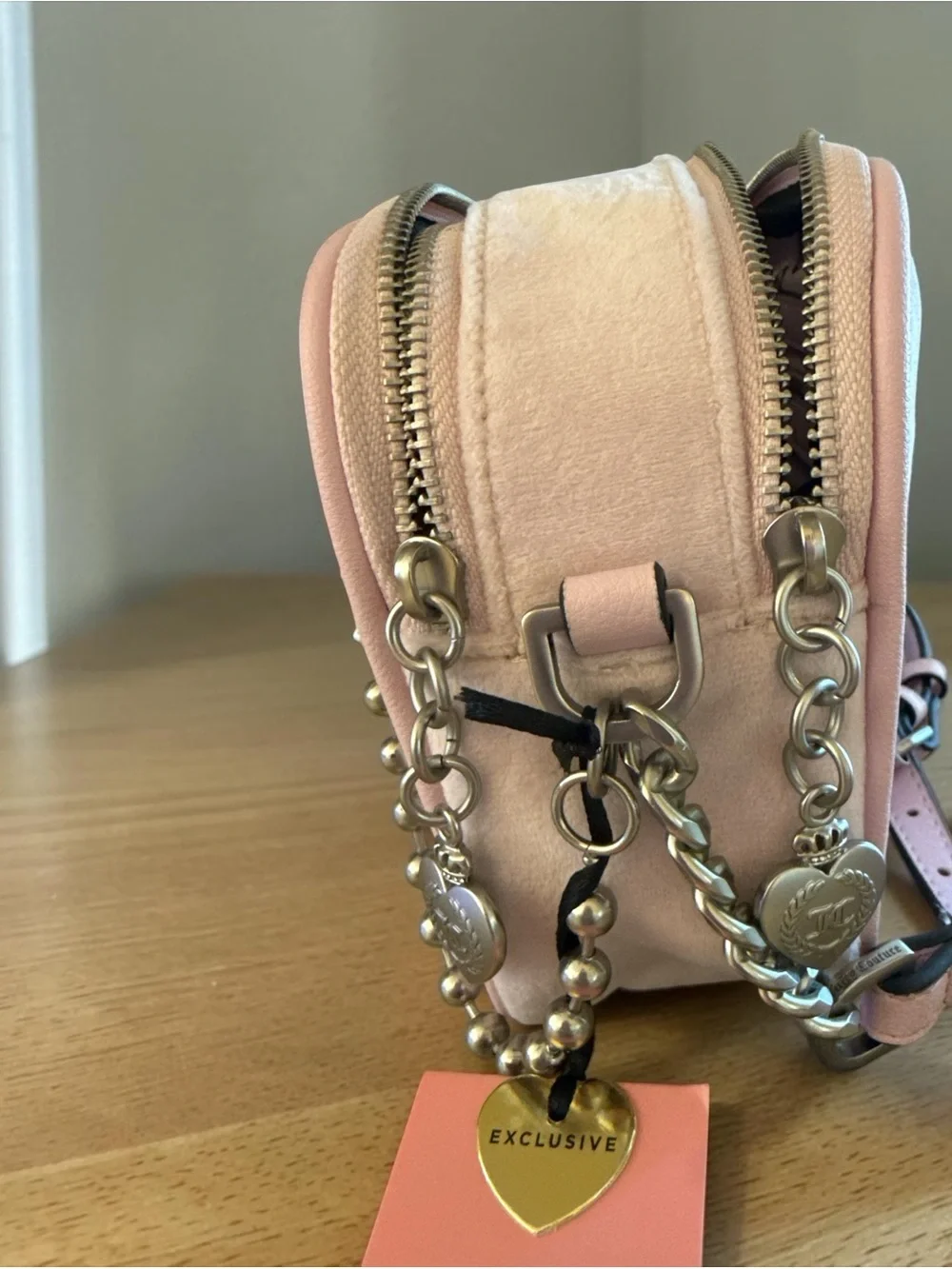 Juicy Couture Blush Pink Velour Crossbody Camera Bag | Crown Crest | Y2K | NWOT